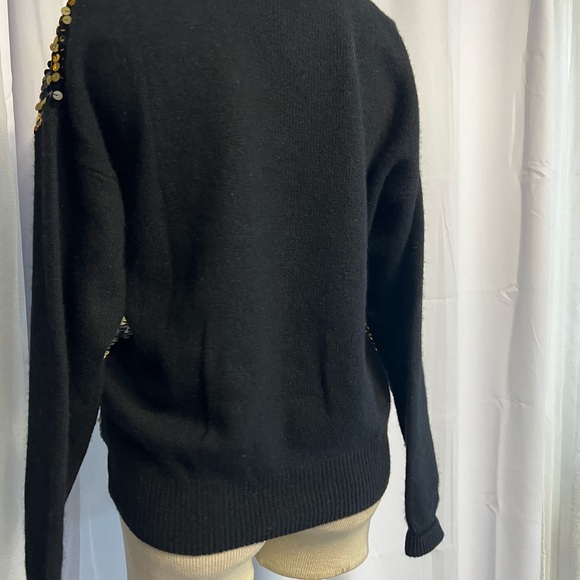 Vintage Eugenia By Angenie Black&Gold Sequin Sweater Lambswool Angora Nylon Med - Picture 11 of 14